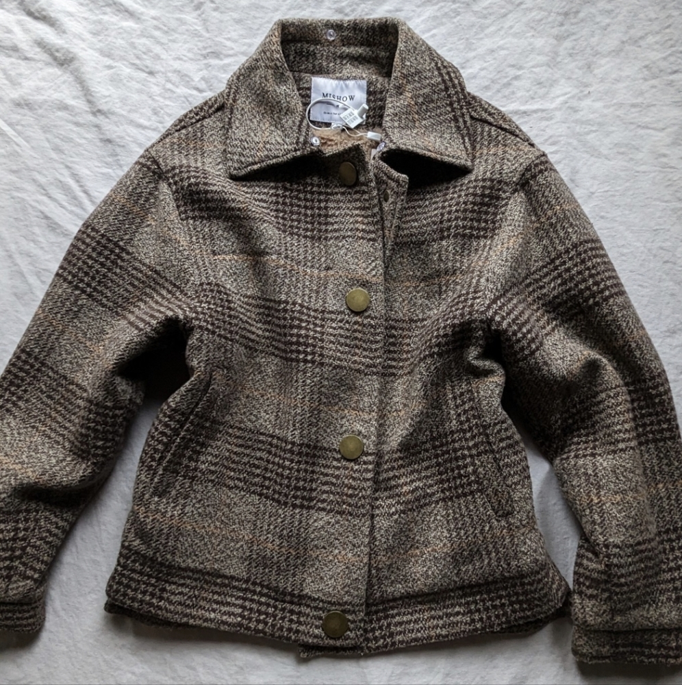 Heavy, Oversized, Plaid Tan/ Brown Winter/ Falll Jacket